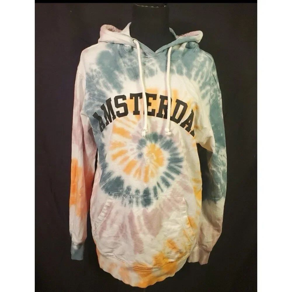 original use amsterdam tie die hoodie Long Sleeve Sweatshirt Large